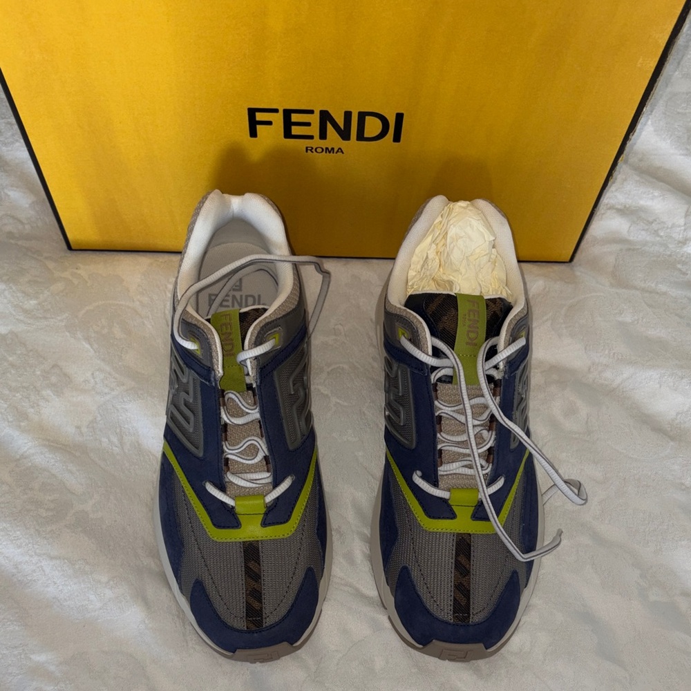 Fendi Men’s  Athletic Sneakers in Navy, Green and Gray